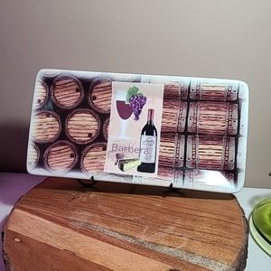 T.Limoges Ceramic Rectangular Wine Cheese Grapes Barbera Serving Platter France